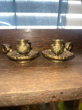 Brass Cottage Core Vintagr candlestick holders- Pair